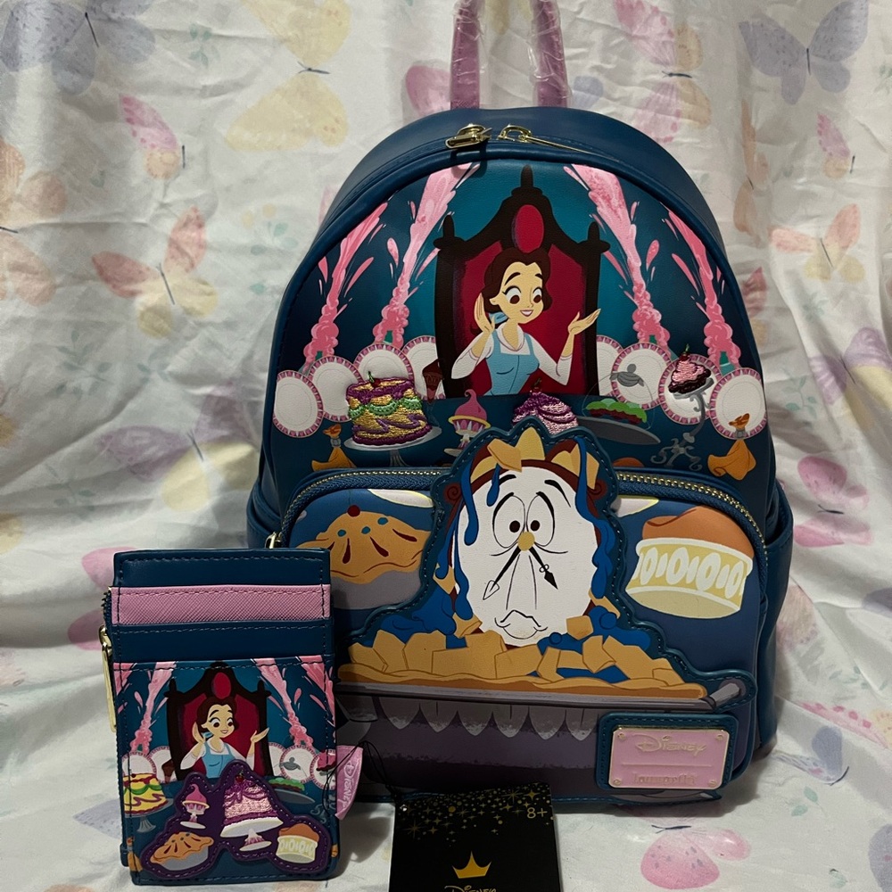 NWT Beauty and the Beast Loungefly and card holder